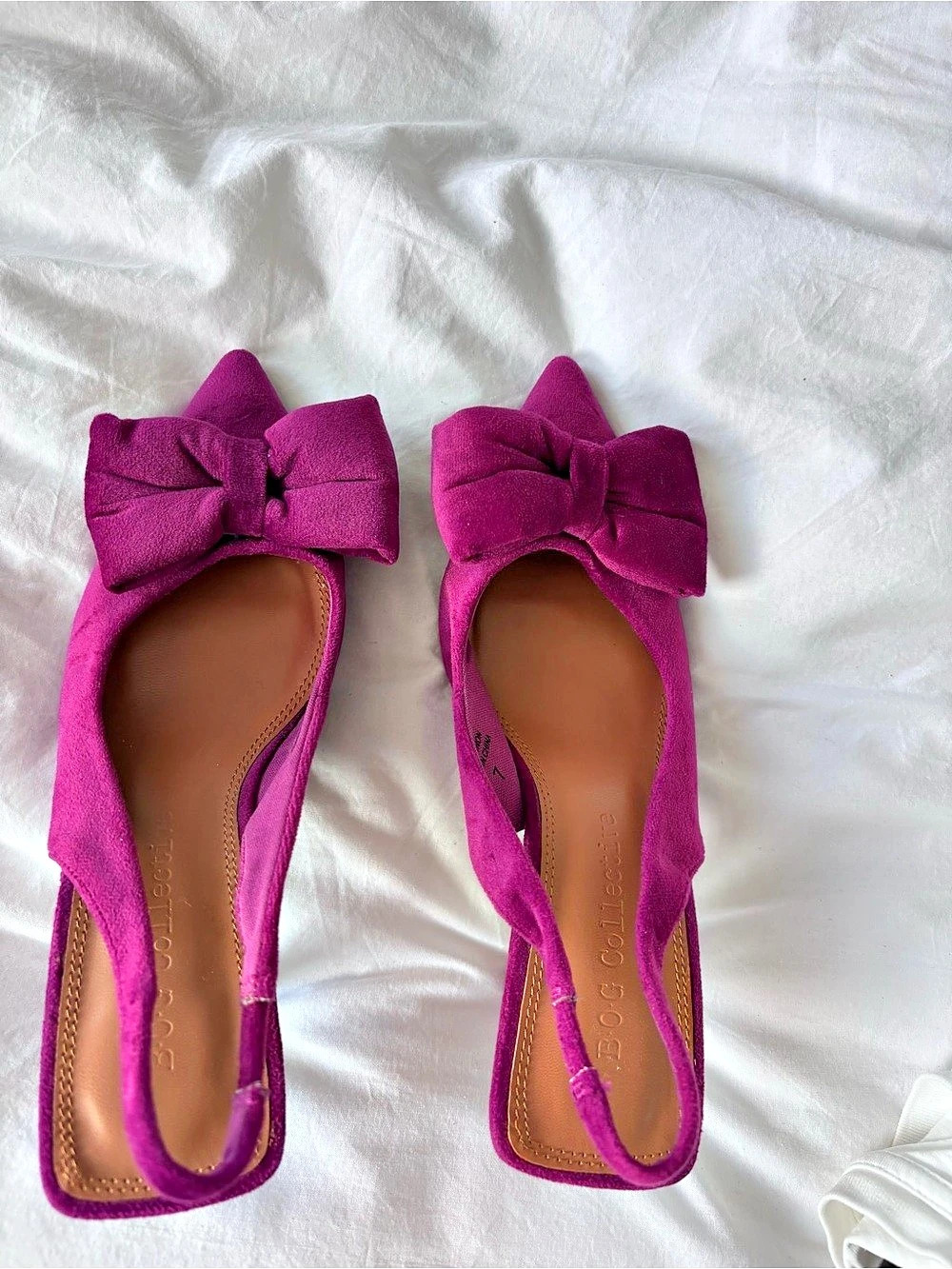 B.O.G. Collective velour Bow Slingback comfortable Heels in Pink US 7